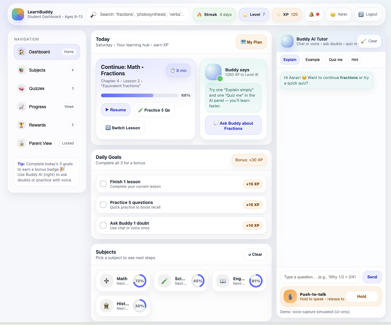 Adaptive Learning AI Tutor preview